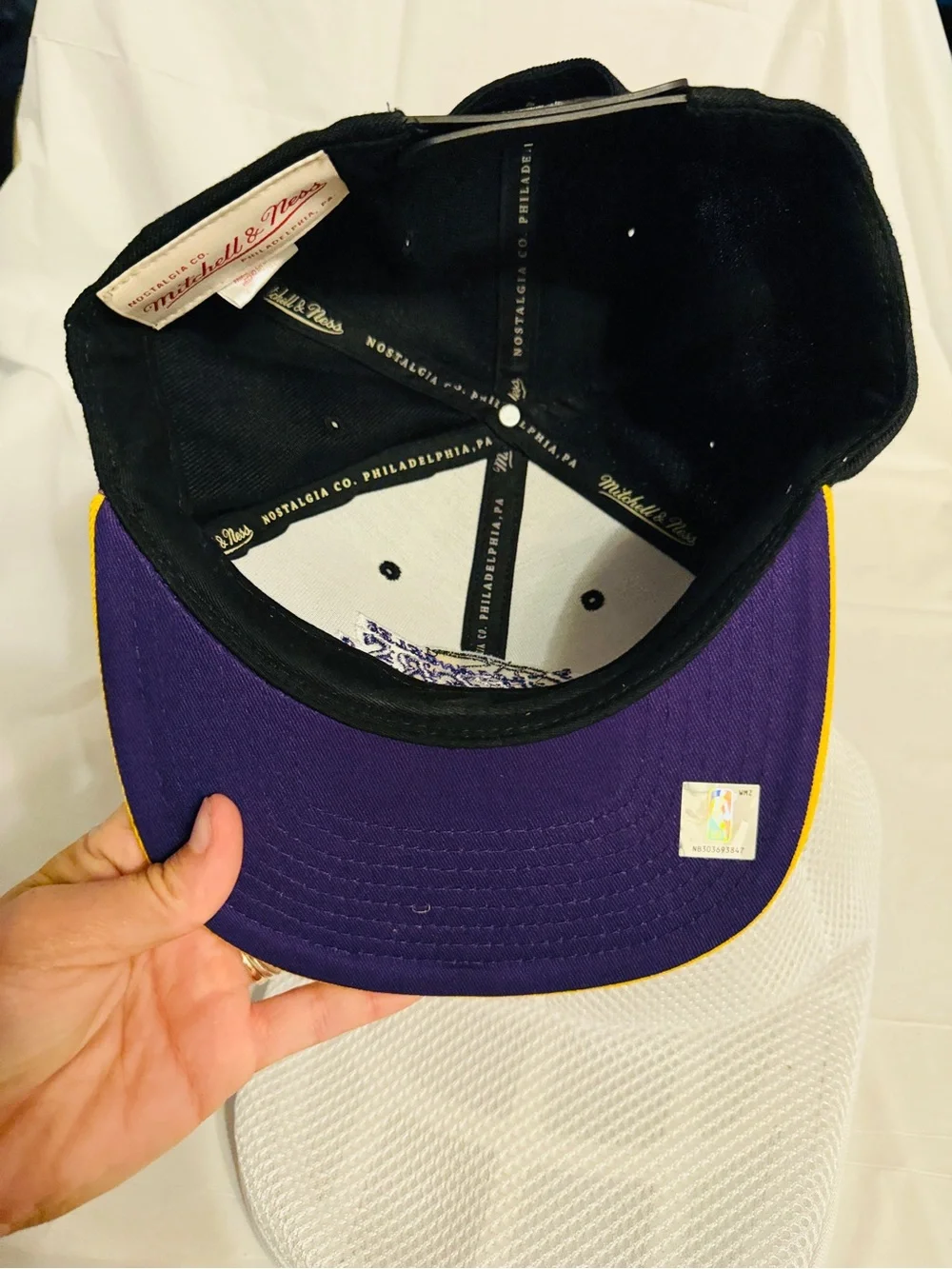 Los Angeles Lakers Mitchell & Ness Original Fit Snapback Hat Black Yellow NBA